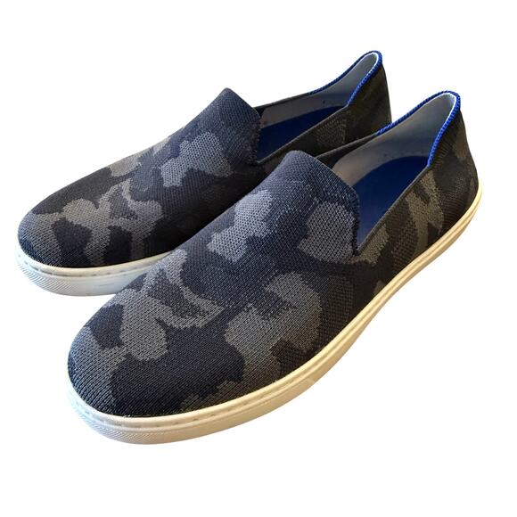Rothys The Sneaker Gray Blue Camo Women's Slip On Low Top Shoes 8.5W Comfortable - Picture 1 of 11